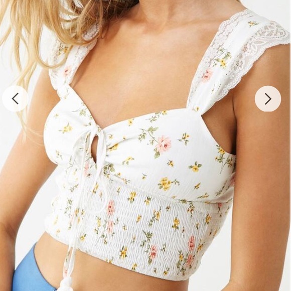 forever 21 white floral top